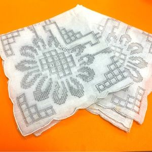 Beautiful vintage handmade cut work embroidery handkerchief